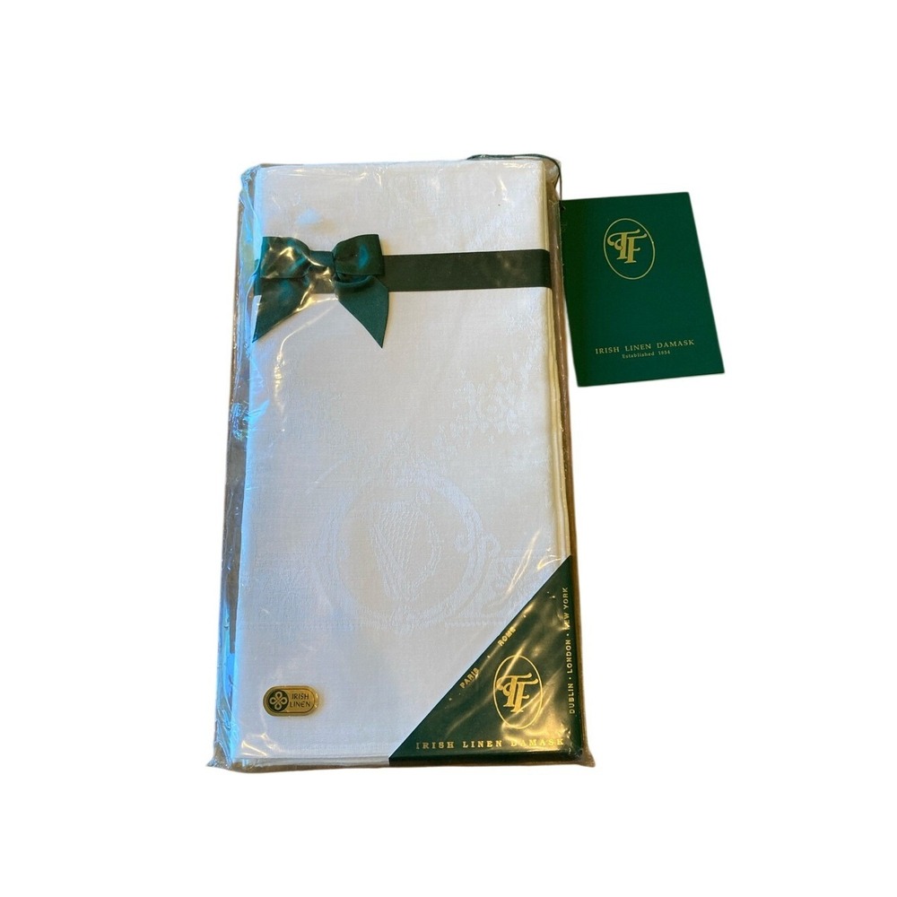 New Irish Linen Damask White‎ Square Table Napkins Set of 6 Celtic 18x18"